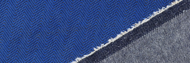 Blue jeans texture tissu denim macro gros plan bleu tissu à chevrons fond texturé