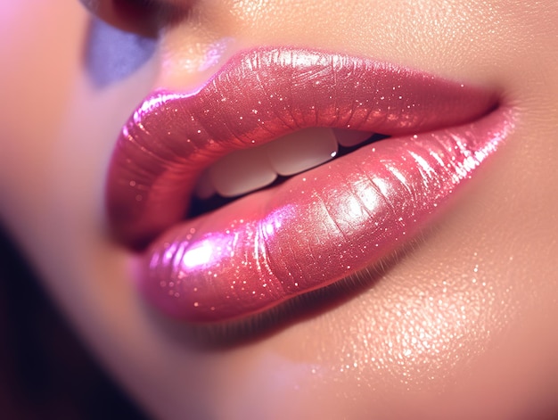 Blush des lèvres lèvres proches lèvres naturelles dents blanches générative ai