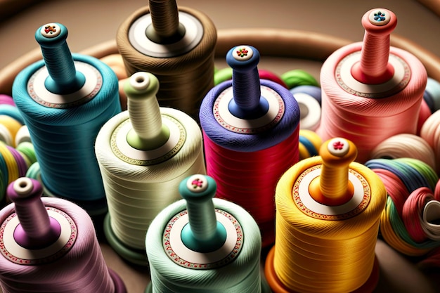 Bobines de fils multicolores pour l'industrie textile à coudre