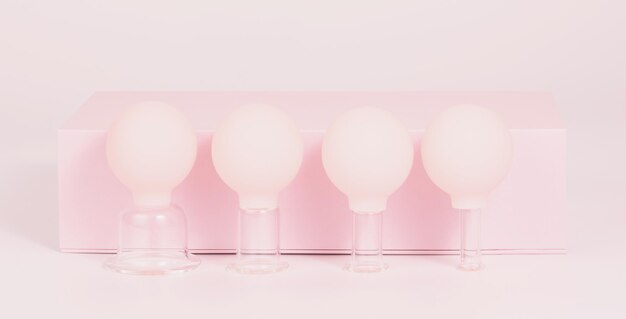 Bocaux en verre pour massage sous vide du visage Cosmétologie et concept de remise en forme du visage