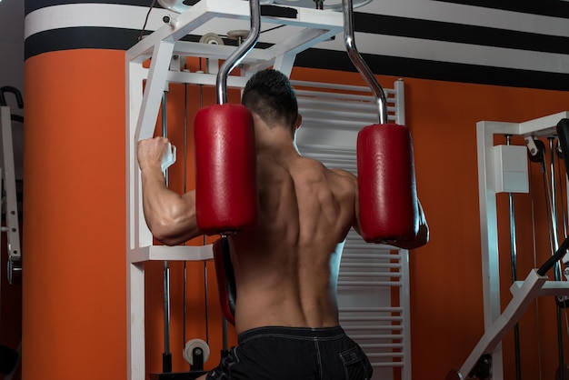 Bodybuilder faisant des exercices de poids lourds pour le dos