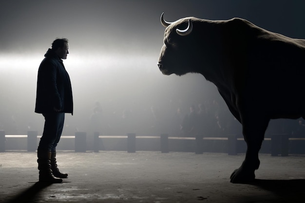 Un bœuf en colère dans l'arène