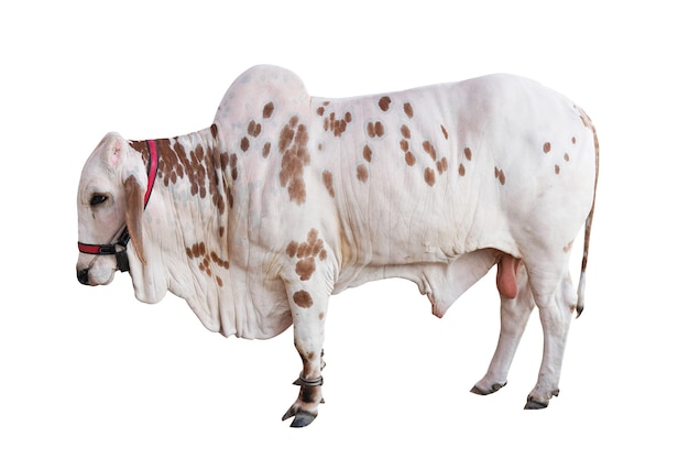 Boeuf taureau Vache tout droit Debout isolé sur blanc