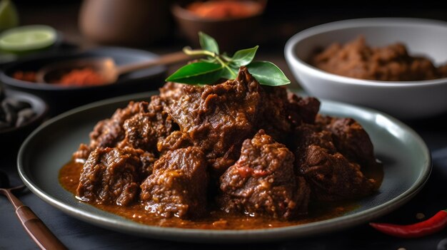 Boeuf traditionnel indonésien rendang ai génératif