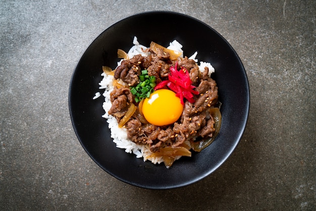 boeuf tranché sur riz garni (GYUU-DON)