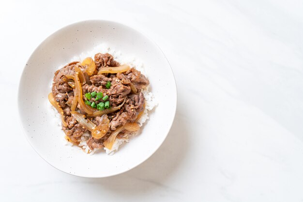 boeuf tranché sur riz garni (GYUU-DON)