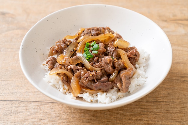 boeuf tranché sur riz garni (GYUU-DON)