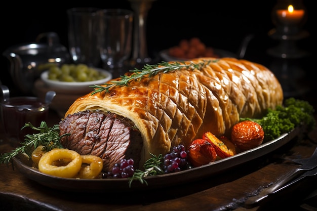 Photo bœuf wellington sur une assiette plat préféré des britanniques