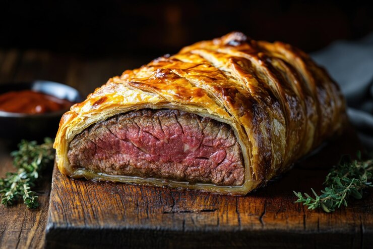 Photo le bœuf de wellington, un plat délicieux et élégant