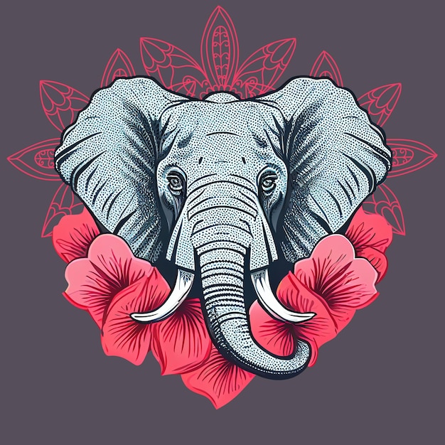 Boho éléphant illustration Mandala Floral designTribal Inde hippie