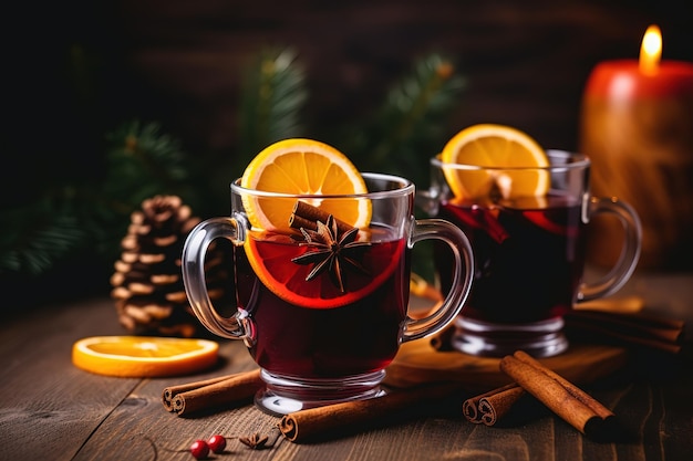 Boire du vin chaud en hiver