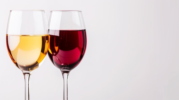 boire du vin dans des verres sur un fond blanc Génératif Ai