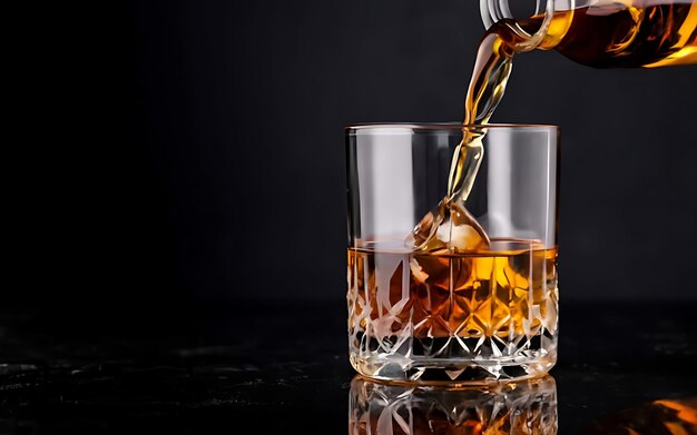 Boire du whisky dans un verre sur un fond sombre