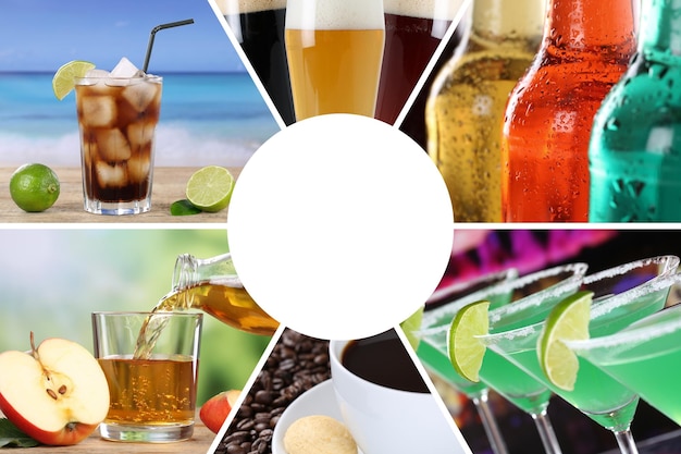 Photo boire le menu collection collage boissons boissons café restaurant bar