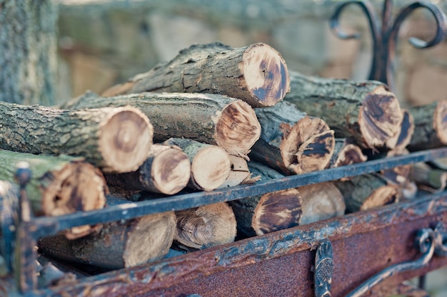 Bois de chauffage se trouvant dans le gril