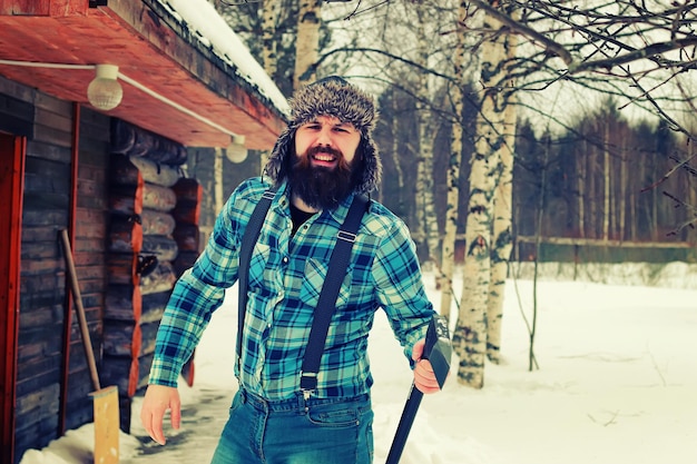 Bois de hache d'homme d'hiver