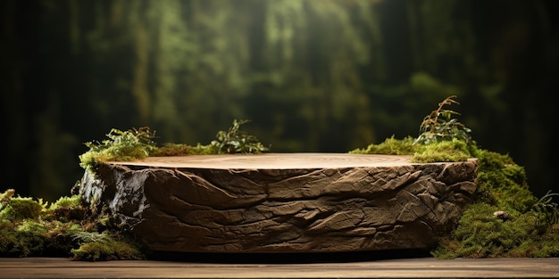 Le bois plus foncé et la mousse plus luxuriante rehaussent l'aspect terreux du podium.