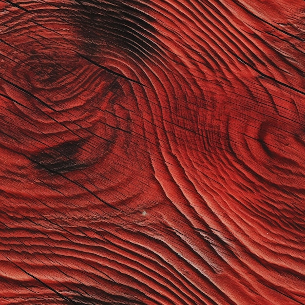 Un bois rouge avec un motif de grain de bois et une souche d'arbre.