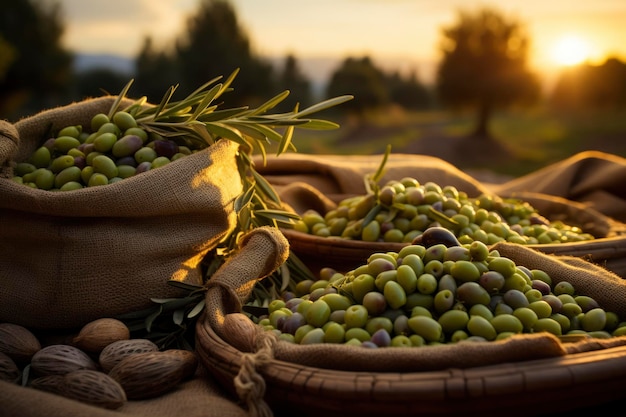 Bois rustique d'olives fraîches