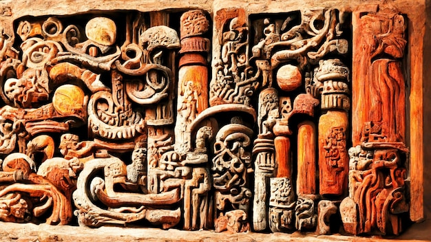 Bois de style maya Couleurs artistiques Illustration 3D