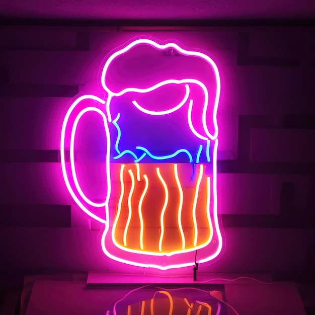 Boisson alcoolisée à la bière panneau au néon rétro signalisation électrique lumineuse brillante