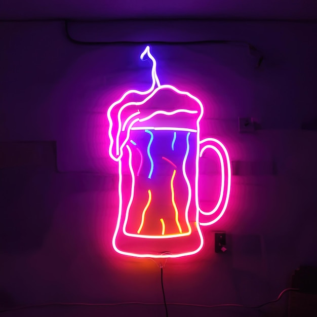 Boisson alcoolisée à la bière panneau au néon rétro signalisation électrique lumineuse brillante