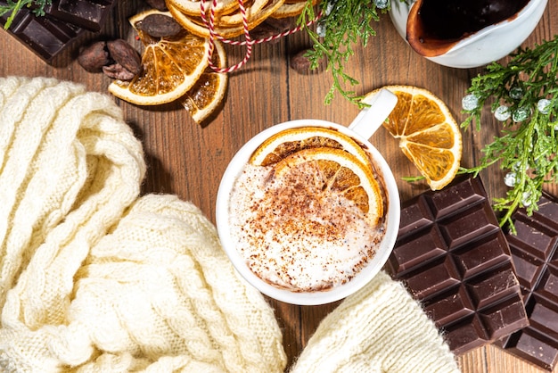 Photo boisson au chocolat chaud à l'orange