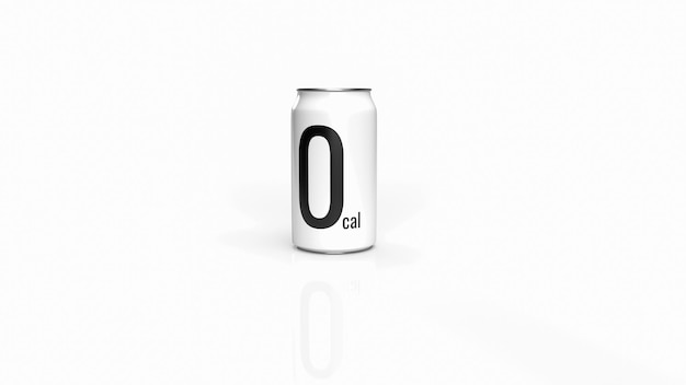 La boisson gazeuse peut 0 kcal sur fond blanc pour le rendu 3d du concept de santé et de science