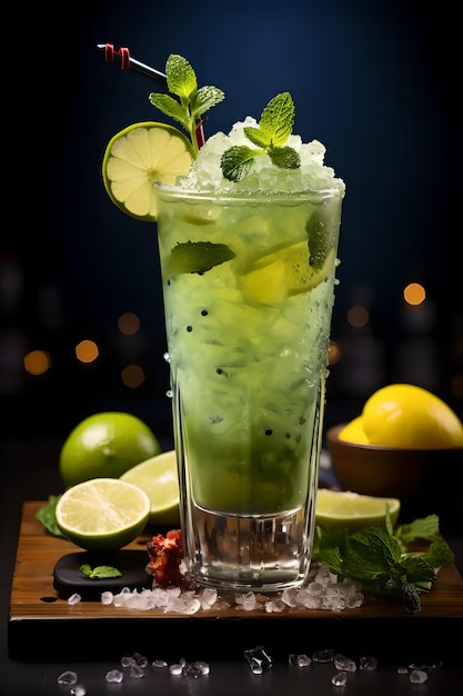 Photo boisson glacée avec des agrumes citron orange cocktail alcoolique martini vodka margerita courir tropical