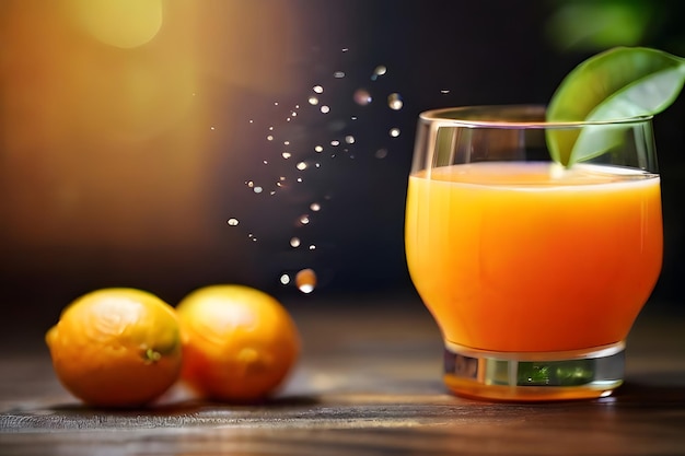 Boisson de jus d'orange frais dans la table naturelle