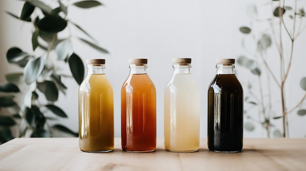 Boisson de kombucha fermentée faite maison thé sain boisson à saveur probiotique naturelle