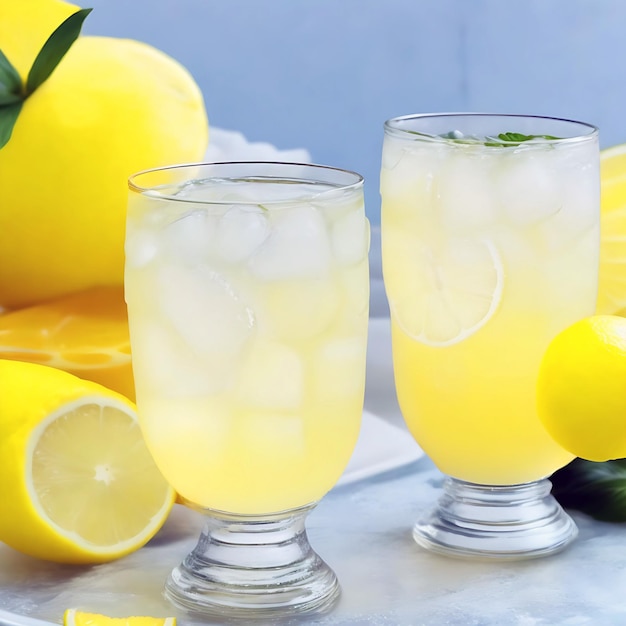 Boisson à la limonade dans des verres en cristal générés par ai