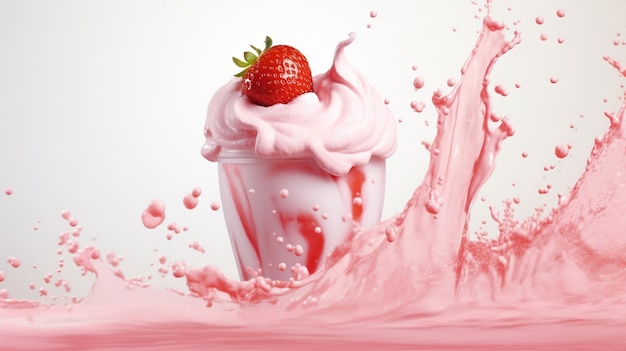 Boisson nourriture été crème froide baies fruits yaourt rouge sucré milkshake fraise lait frais verre délicieux dessert