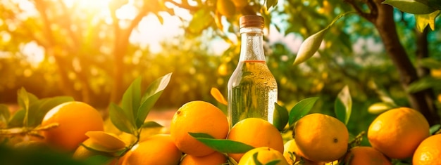 Boisson à l'orange dans le jardin des orangers Generative Ai