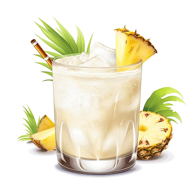 Une boisson rafraîchissante à l'ananas avec une tranche d'ananas sur le dessus