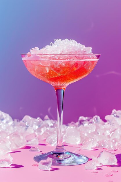 Boisson rose avec de la glace sur la table