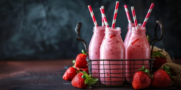 Boisson de smoothie juteuse et saine dans un pot Cocktail vert frais avec des baies IA générative