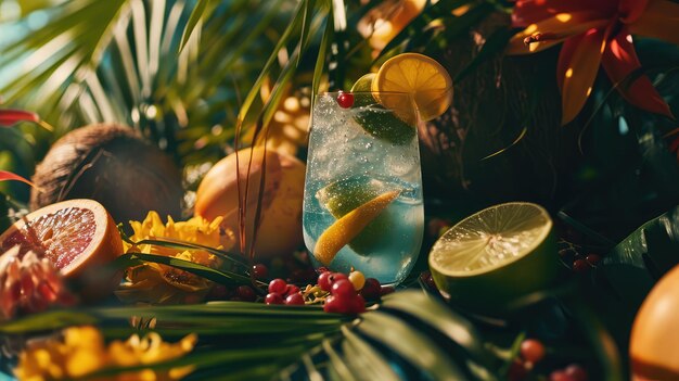 Photo boisson tropicale rafraîchissante avec de l'eau de coco