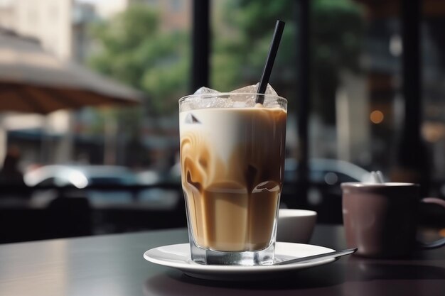 Boisson en verre au café latte Generate Ai