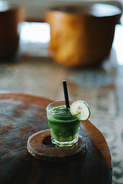 Boisson verte comme boisson de bienvenue dans une villa à Ubud Bali