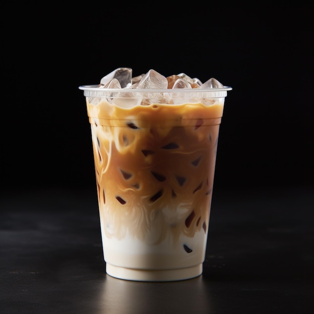 Photo boissons au café glacé dans une tasse jetable transparente
