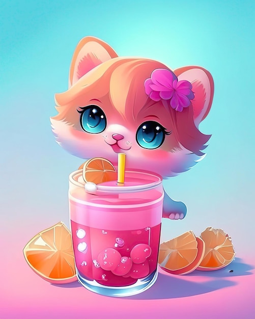 Photo boissons glacées kawaii mignonnes et adorables