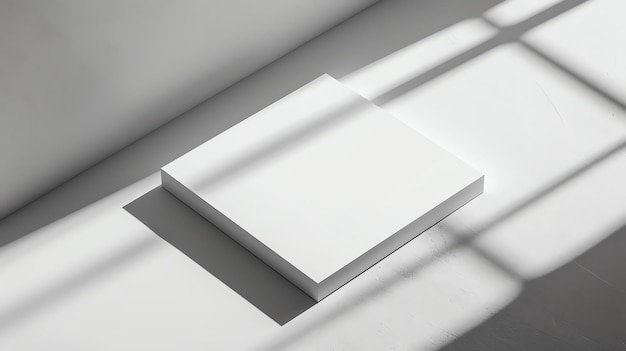 Boîte 3D blanche sur fond blanc La boîte a une ombre en dessous