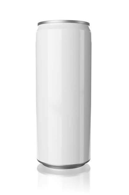 Une boîte d'aluminium mince isolée sur fond blanc en rendu 3D