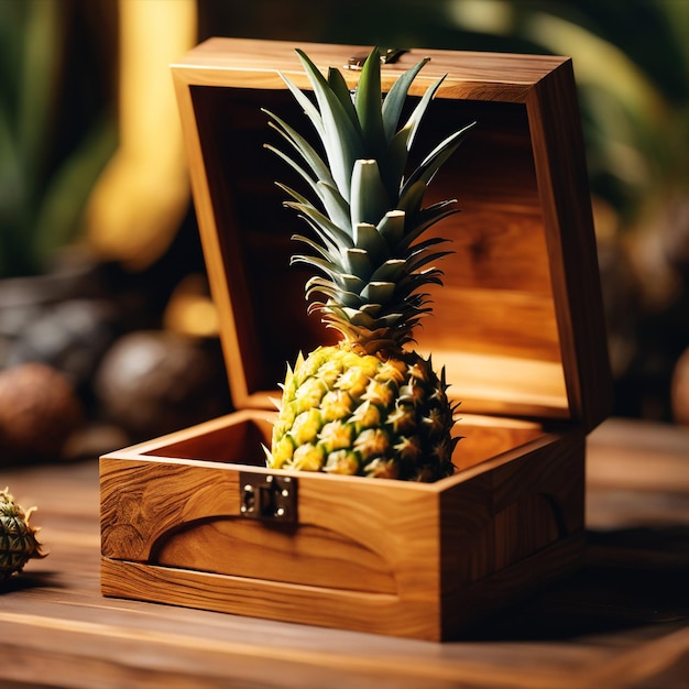 une boîte d'ananas isolée sur le fond de Wodeen