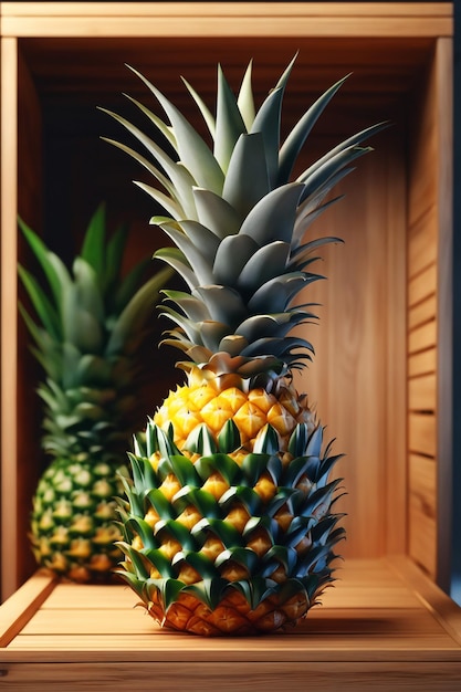 une boîte d'ananas isolée sur le fond de Wodeen