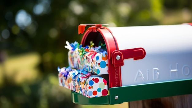 Photo boîte aux lettres décorée recevant du courrier touche personnelle vibrante