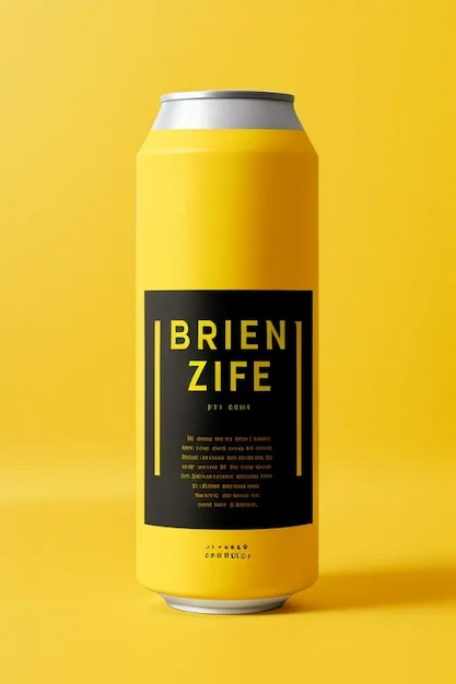 Photo boîte de bière à soda jaune avec ombre dure
