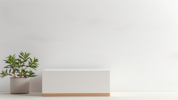 Photo une boîte en bois minimaliste dans un environnement intérieur moderne