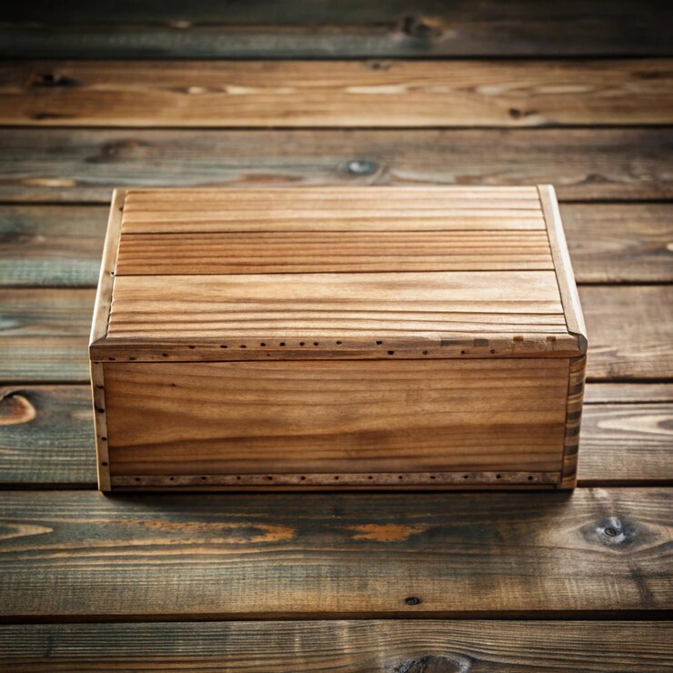 une boîte en bois avec le numéro 4 sur elle est assise sur une table en bois